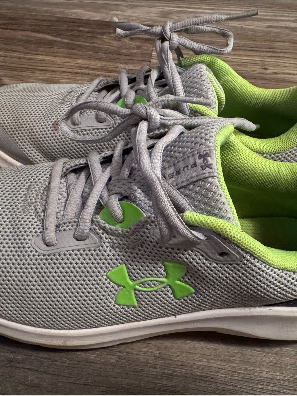 Under Armour Kids Light Gray & Lime Green Athletic Sneakers